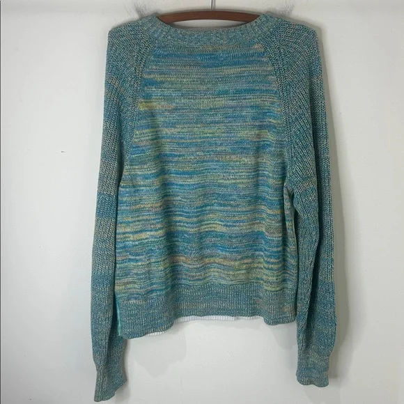 ANTHROPOLOGIE Blue Watercolor Tie-Dye Sweater Size Large - Picture 6 of 16
